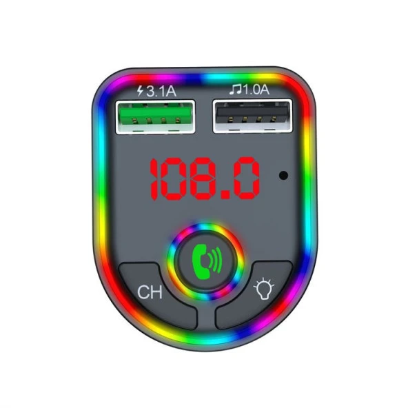 Concord C613 Rgb Işıklı Bluetoothlu Usb Bellek, Hafıza Kartı ve 3.1A+1A Şarj Girişli Fm Transmitter - 3