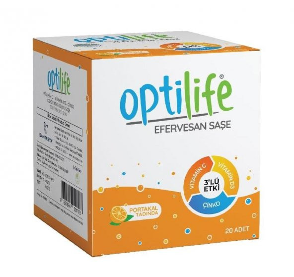 Optilife Vitamin C D3 Çinko Effervesan 20 Saşe 8697884001173