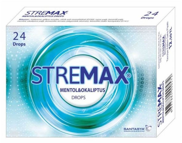 Stremax Mentol Okaliptus Drops 24 adet pastil 8697884000572