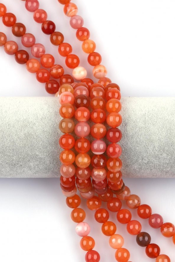 Karnelyan Akik Doğal Taş Dizi 10 mm Küre Kesim ürün görseli