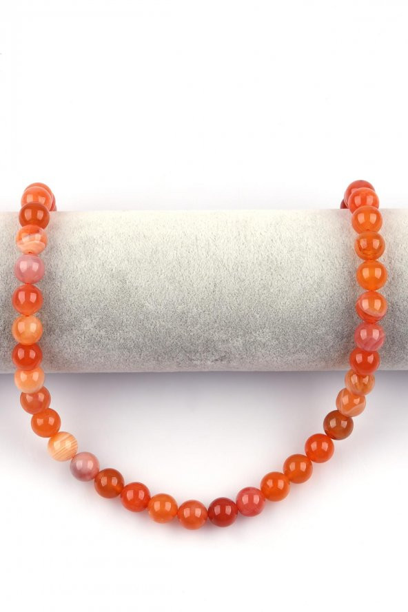 Karnelyan Akik Doğal Taş Dizi 10 mm Küre Kesim - Resim 2