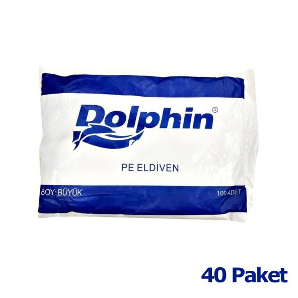 Dolphin PE İş Temizlik Tek Kullanımlık Şeffaf Poşet Market Eldiven - Büyük Boy- 100 Adetlik 40 Paket
