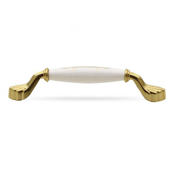 Elpedroso Lüks Porselen Mobilya Çekmece Dolap Kapak Kulpu Kulbu 128 mm Beyaz Gold - 4