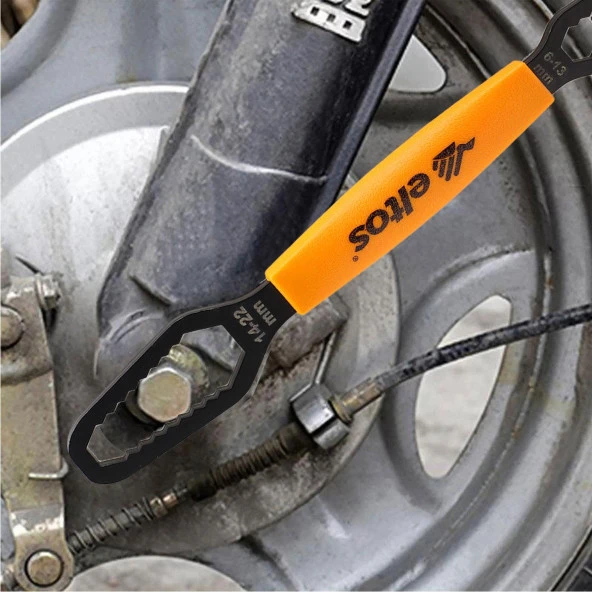 Çift Ağızlı Evrensel Kendinden Sıkma Çok Amaçlı Anahtar Çelik İngiliz Torx Cırcır Anahtarı Mat Siyah 6-13 / 14-22 mm - 8