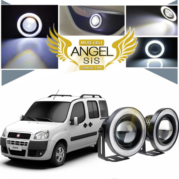 Fiat Doblo D1 Uyumlu, Universal Mercekli Led Angel Sis Farı, 76mm Beyaz Renk