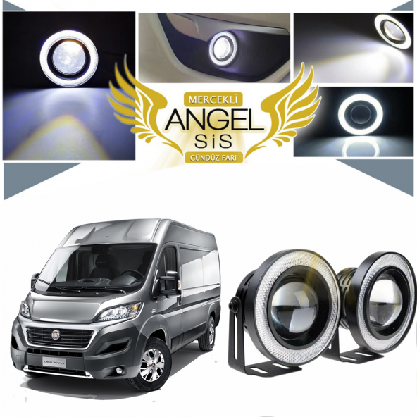 Fiat Ducato Uyumlu, Universal Mercekli Led Angel Sis Farı, 76mm Beyaz Renk