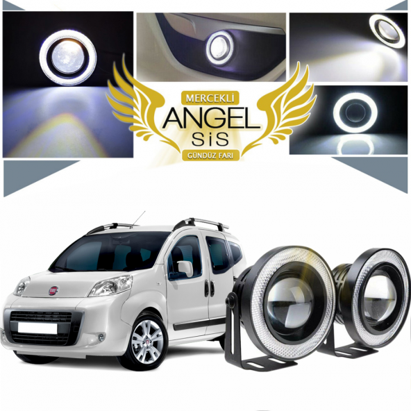 Fiat Fiorino Uyumlu, Universal Mercekli Led Angel Sis Farı, 76mm Beyaz Renk