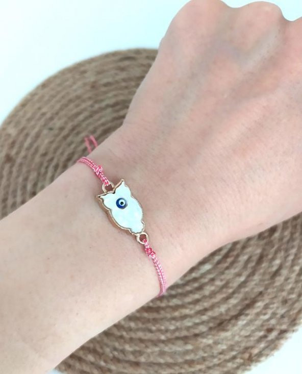Bileklik Baykuş Nazarlı Kötü Göz Kovucu Ayarlanabilir İp Şans Bileklik Bijuteri Takı Halhal - 3