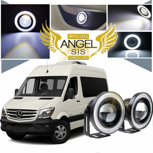 Mercedes - Benz Sprinter Uyumlu, Universal Mercekli Led Angel Sis Farı, 76mm Beyaz Renk