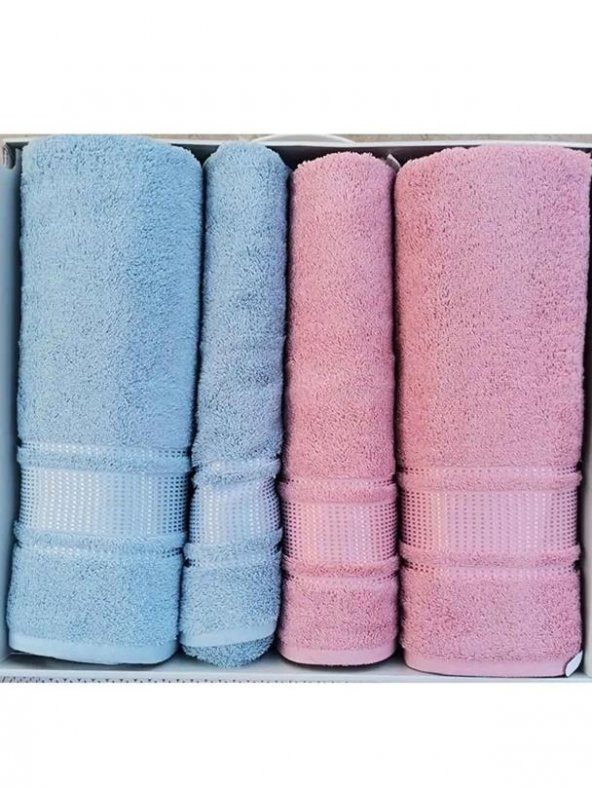 Özdilek Colourist Best Set Hamam Seti Banyo Havlu Takımı Mavi-Pembe
