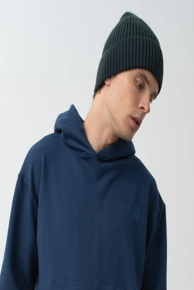 Nors Unisex Yeşil-Lacivert Kalın Örgülü Bere - 4