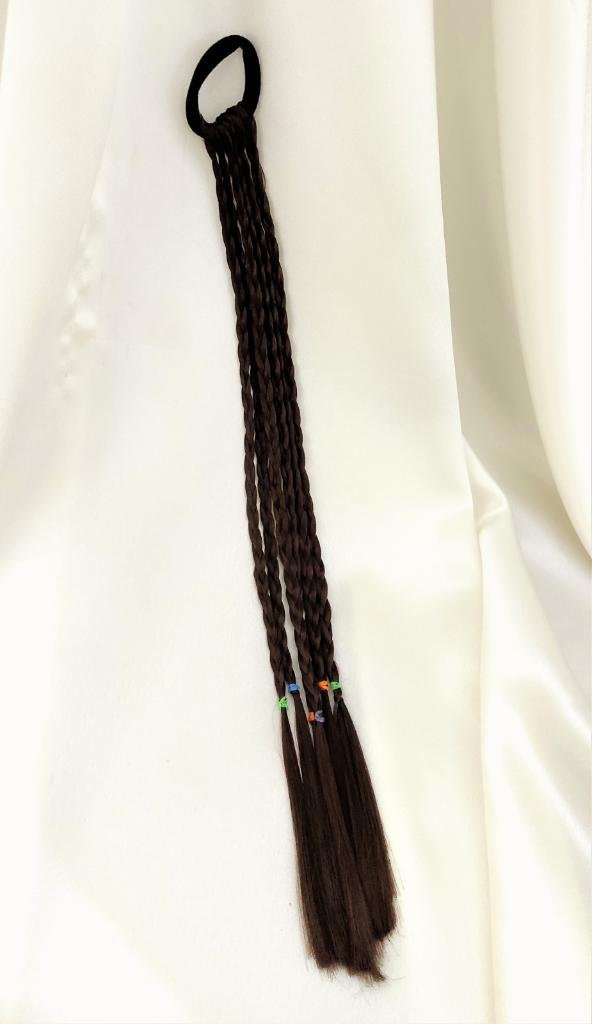 6LI ÖRGÜ KAHVERENGİ SAÇ , HAVLU LASTİK TOKALI 44 CM -SAÇAKSESUARI2 - 2