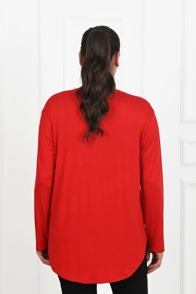 Kadın Yarım Fermuar Detaylı Büyük Beden Bluz 1387-23 - 11