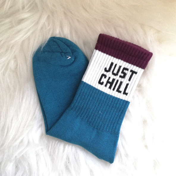 Just Chill Yazılı Renkli Çorap