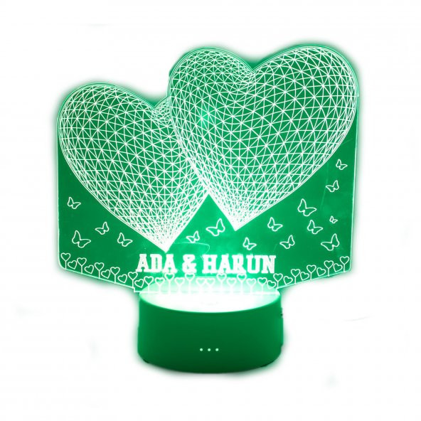 İkili Kalp Desenli Gece Led Lamba Beyaz - 4