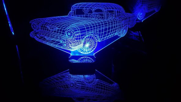 3D GECE LAMBA DOĞUM GÜNÜ HEDİYESİ RETRO ARABA