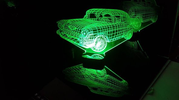 3D GECE LAMBA DOĞUM GÜNÜ HEDİYESİ RETRO ARABA - 2