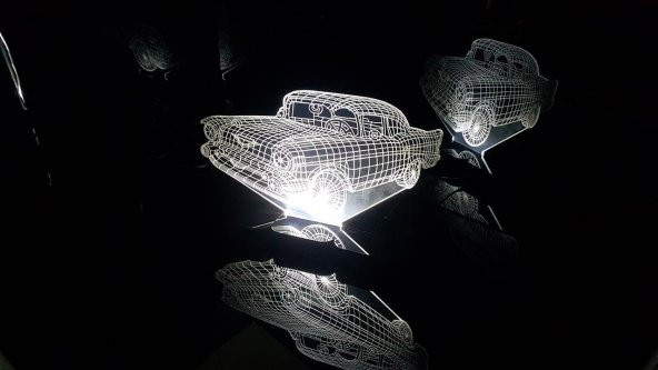 3D GECE LAMBA DOĞUM GÜNÜ HEDİYESİ RETRO ARABA - 3