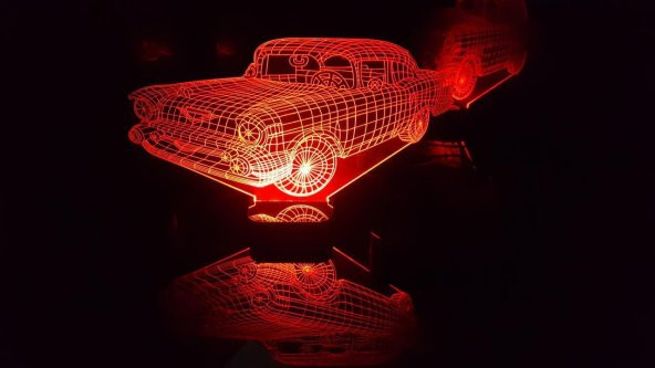 3D GECE LAMBA DOĞUM GÜNÜ HEDİYESİ RETRO ARABA - 4