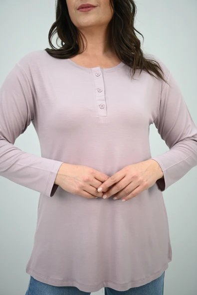 Kadın Düğme Detaylı Büyük Beden Bluz 1376-23