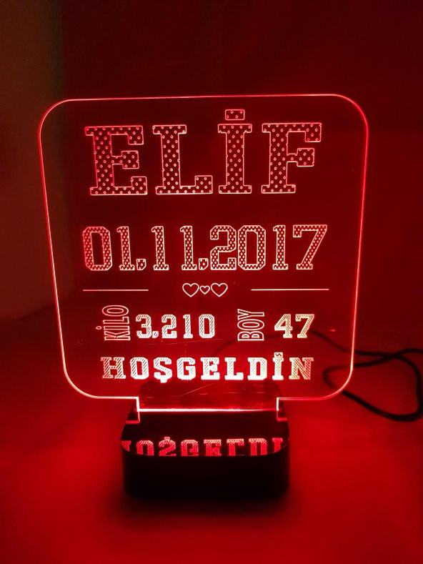 3D HOŞGELDİN BEBEK GECE LAMBASI MODEL 1