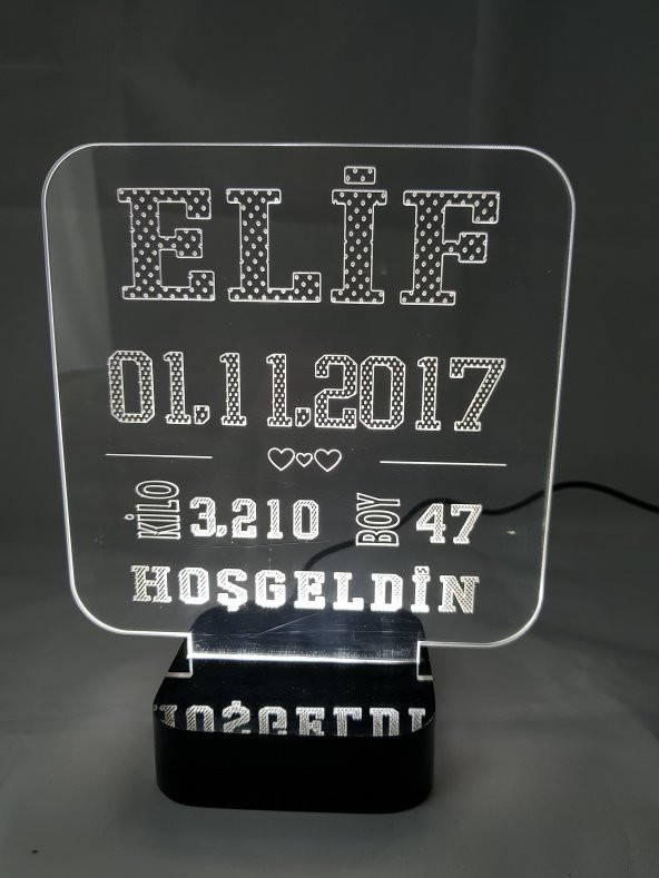3D HOŞGELDİN BEBEK GECE LAMBASI MODEL 1 - 2
