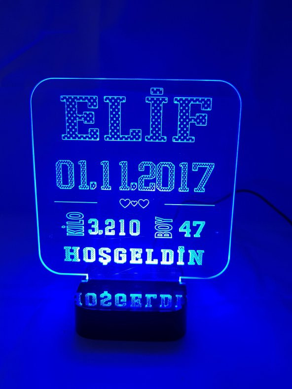 3D HOŞGELDİN BEBEK GECE LAMBASI MODEL 1 - 3
