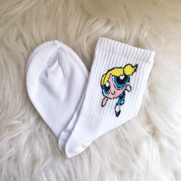 Powerpuff Girls Bubbles Kolej Çorap Sarı