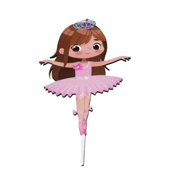 Benim Marifetlerim   Balerin Ahşap Pasta Süsü 25 cm ürün görseli