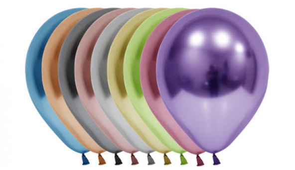 Benim Marifetlerim   Karışık Renk Parlak Krom Balon 12 inch 15 Adet
