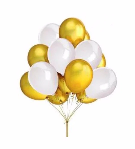 Benim Marifetlerim  Metalik Altın Beyaz Balon 12 inch 5 Adet