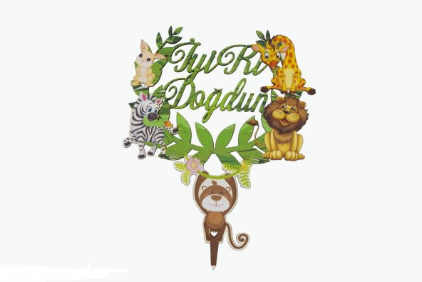 Benim Marifetlerim Safari Ahşap Pasta Süsü 14 cm ürün görseli