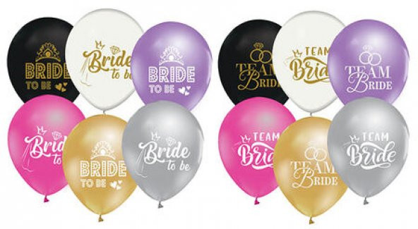 Benim Marifetlerim  Metalik Karışık Renkli Bride Tobe Balon 12 inch 10 Adet