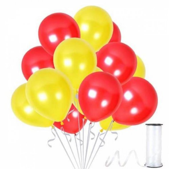 Benim Marifetlerim  Metalik Sarı Kırmızı Balon 12 inch 20 Adet