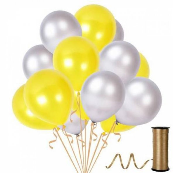 Benim Marifetlerim  Metalik Sarı Gümüş Balon 12 inch 20 Adet