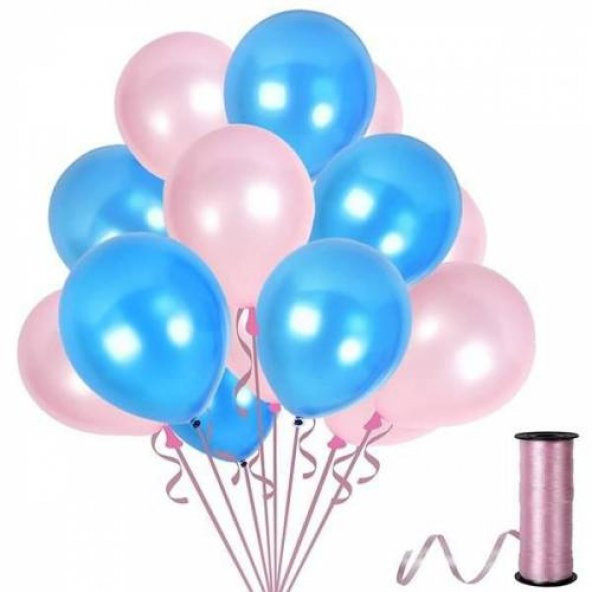 Benim Marifetlerim Metalik Pembe Mavi Balon 12 inch 20 Adet