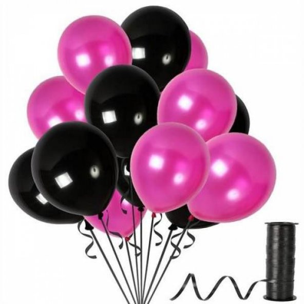 Benim Marifetlerim Metalik Siyah Fuşya Balon 12 inch 5 Adet