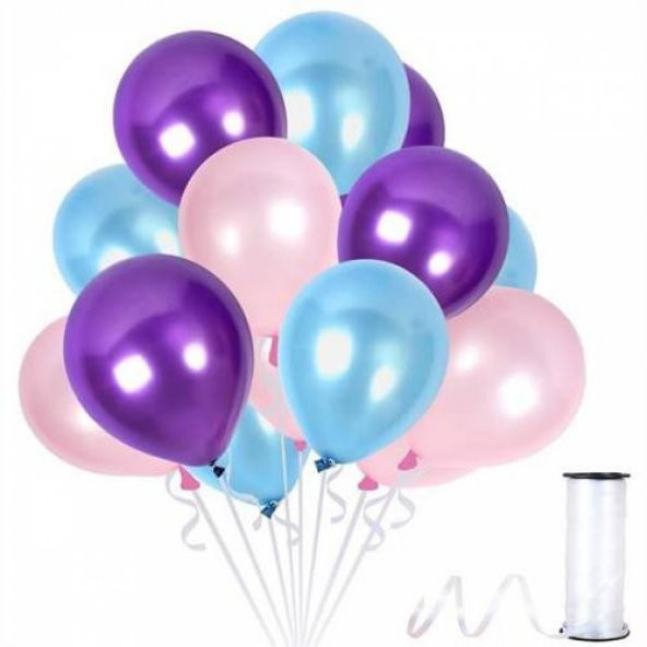 Benim Marifetlerim Metalik Mor Pembe Mavi Balon 12 inch 25 Adet