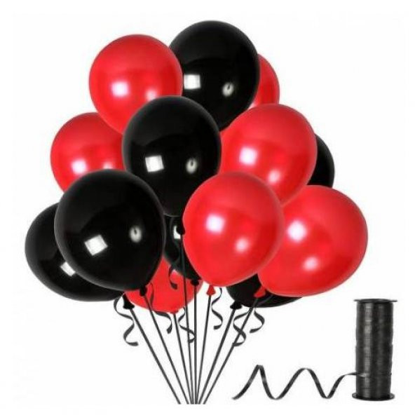 Benim Marifetlerim Metalik Kırmızı Siyah Balon 12 inch 25 Adet