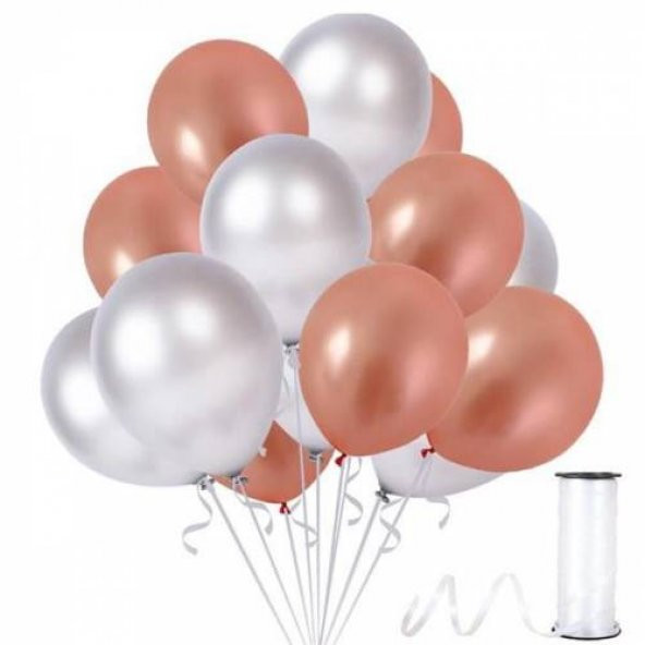 Benim Marifetlerim  Metalik Rose Gold Gümüş Balon 12 inch 15 Adet