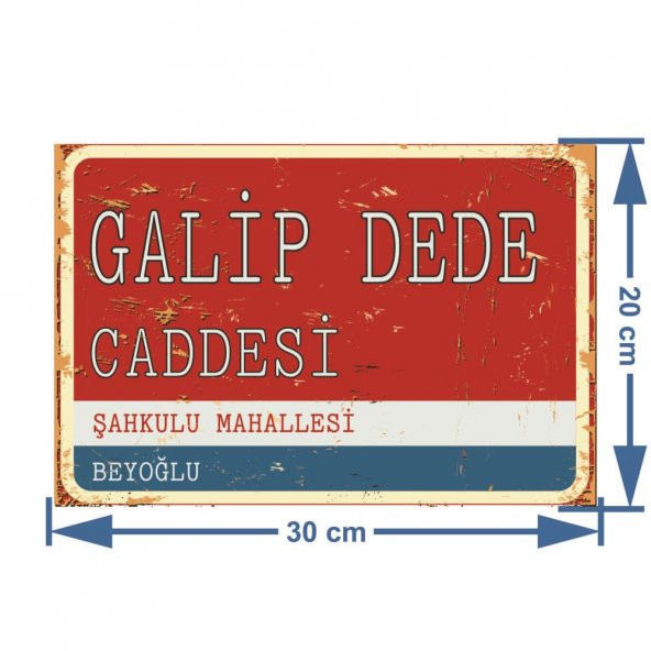 İstanbulun Meşhur Yerleri -Galip Dede Caddesi- Retro Ahşap Dekor Duvar Plaka - 2