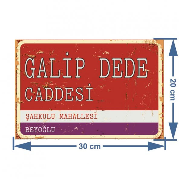 İstanbulun Meşhur Yerleri -Galip Dede Caddesi- Retro Ahşap Dekor Duvar Plaka - 4