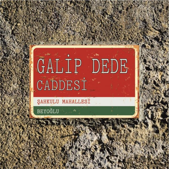 İstanbulun Meşhur Yerleri -Galip Dede Caddesi- Retro Ahşap Dekor Duvar Plaka - 5