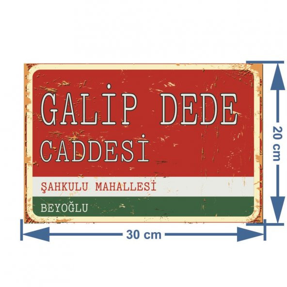 İstanbulun Meşhur Yerleri -Galip Dede Caddesi- Retro Ahşap Dekor Duvar Plaka - 6