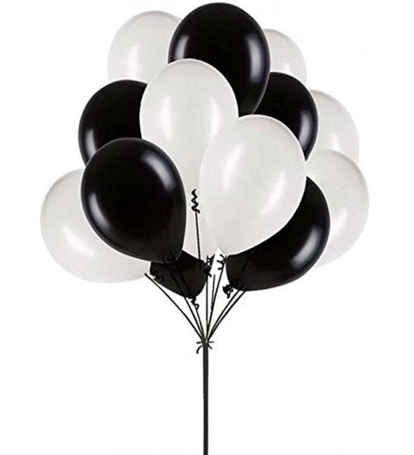Benim Marifetlerim  Metalik Siyah Beyaz Balon 12 inch 30 Adet