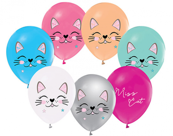 Benim Marifetlerim Miss Cat Baskılı Balon 12 inch 30 Adet