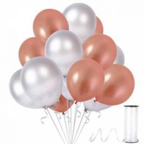 Benim Marifetlerim Metalik Rose Gold Gümüş Balon 12 inch 30 Adet