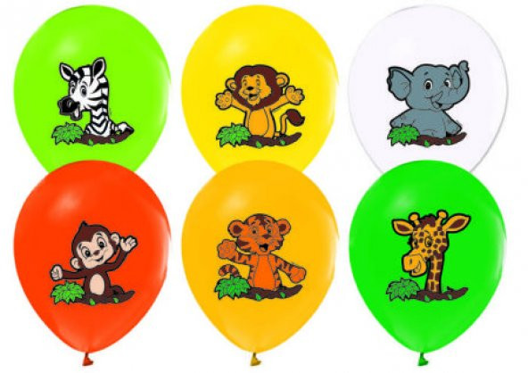 Benim Marifetlerim  Sevimli Hayvanlar Safari Baskılı Balon 12 inch 10 Adet