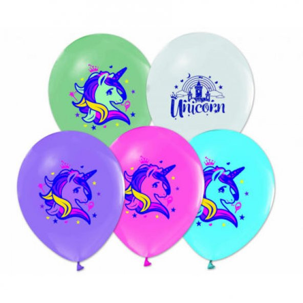Benim Marifetlerim  Unicorn Baskılı balon 12 inch 30 Adet