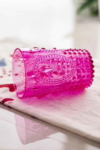 Akrilik Pembe Tekli Kısa Bardak & Su Meşrubat Kahve Yanı Bardağı 400 ml ( Cam Değildir ) - 2